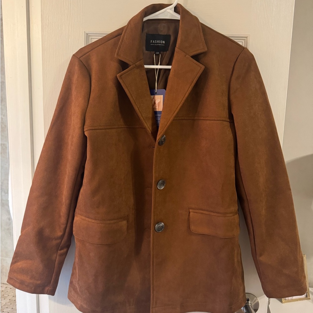 Brown Suede Button Jacket